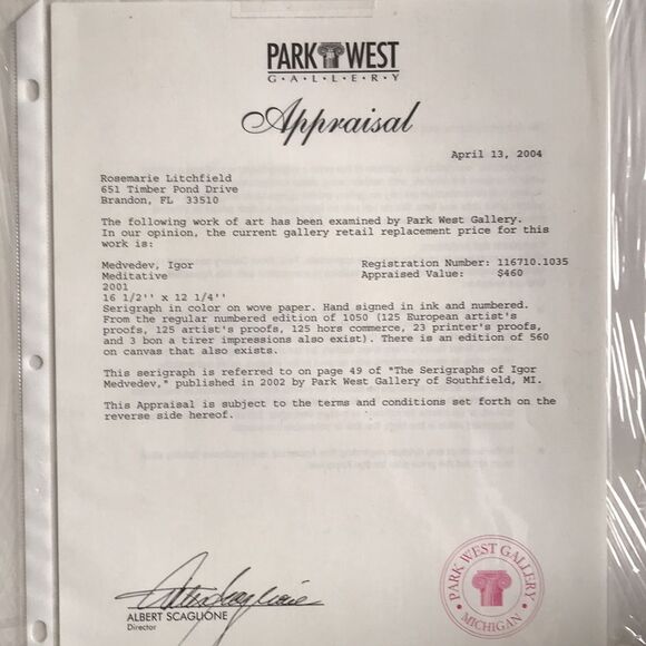 “Meditative“ by Igor Medvedev Serigraph - Picture 7 of 8